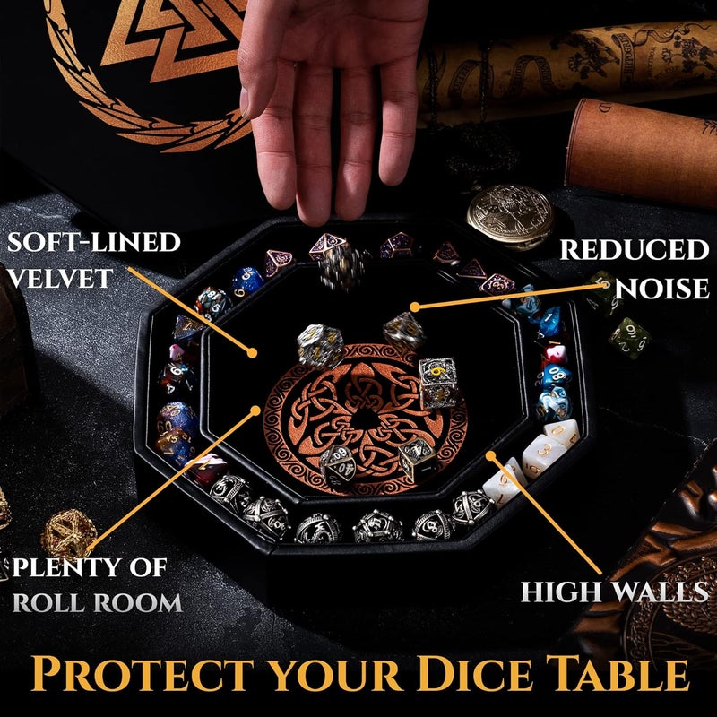 Soar Forge Dice Tray for DND and RPG - Beautiful Copper Valknut and Dragon 9 Inch Rolling Tray Compatible with Dungeons and Dragons and Tabletop RPGs - Box Storage to Protect Dice - Image 2